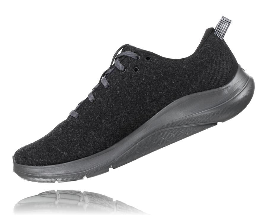 Hoka One One Hupana Flow Wool Löparskor Herr - Svarta - HLGFT-0135